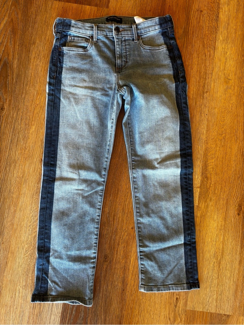 Banana Republic Two-Tone Light Blue Jeans with Dark Blue Side Stripe